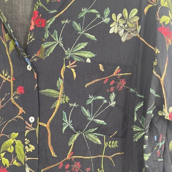 ZARA Woman Multicolored Floral Roll Sleeve Loose Fit - Picture 6 of 9